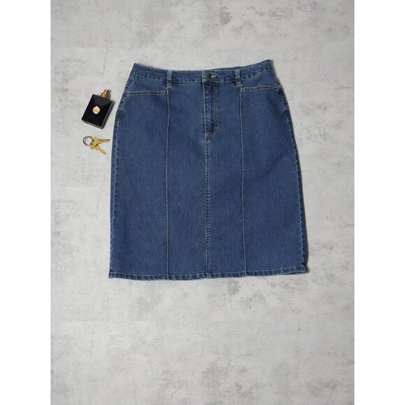 Y2k Gloria Vanderbilt Dark Wash Denim Skirt - Picture 3 of 4